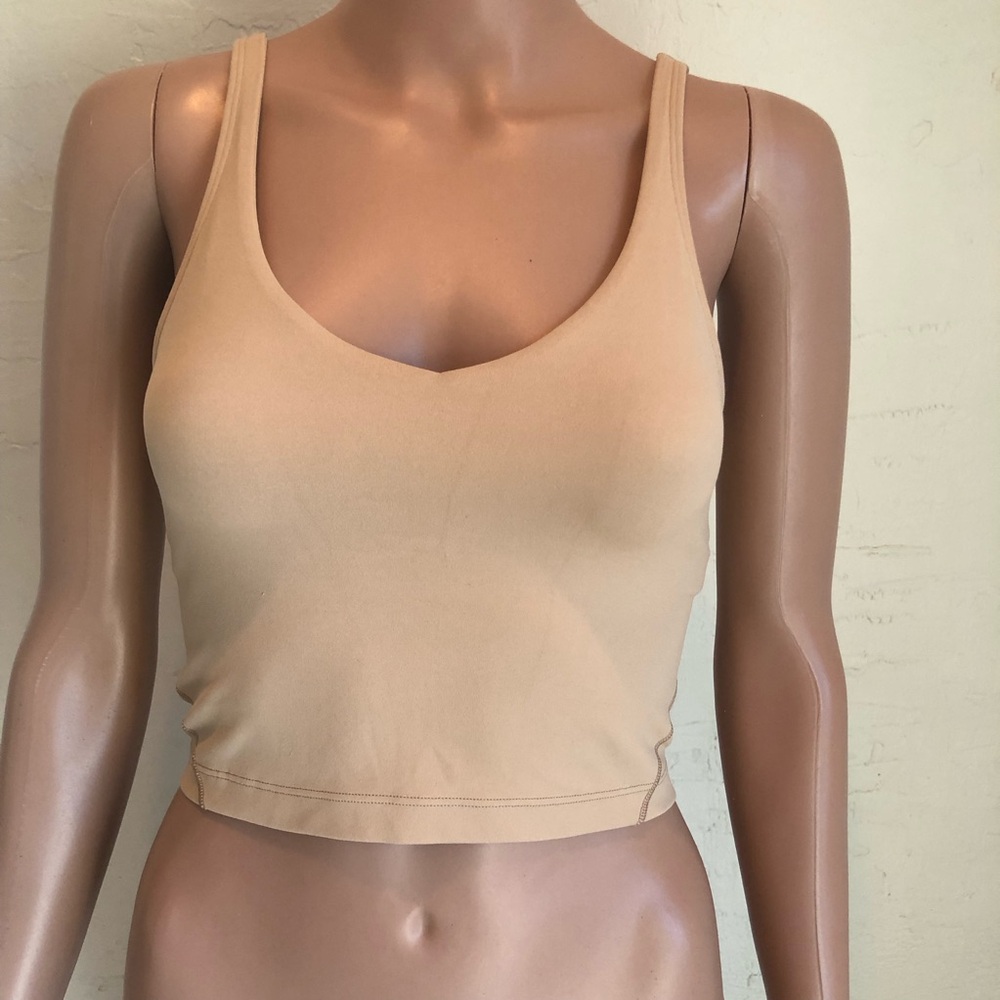 Lululemon Athletica Align Cropped Tan Tank-Top Women’s Size 4 Elastic V-Neck